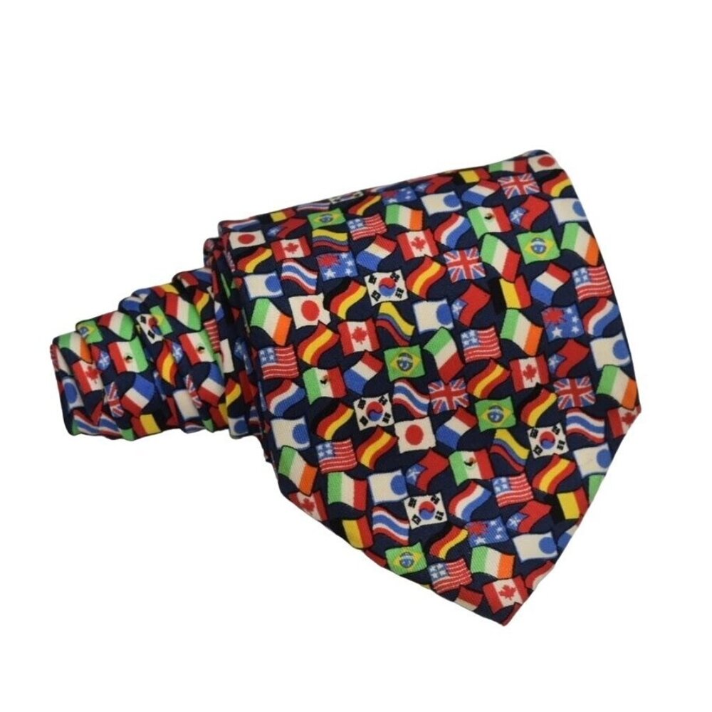 Chubb Group Silk Necktie Tie With International Flags Pattern Olympic Spirit